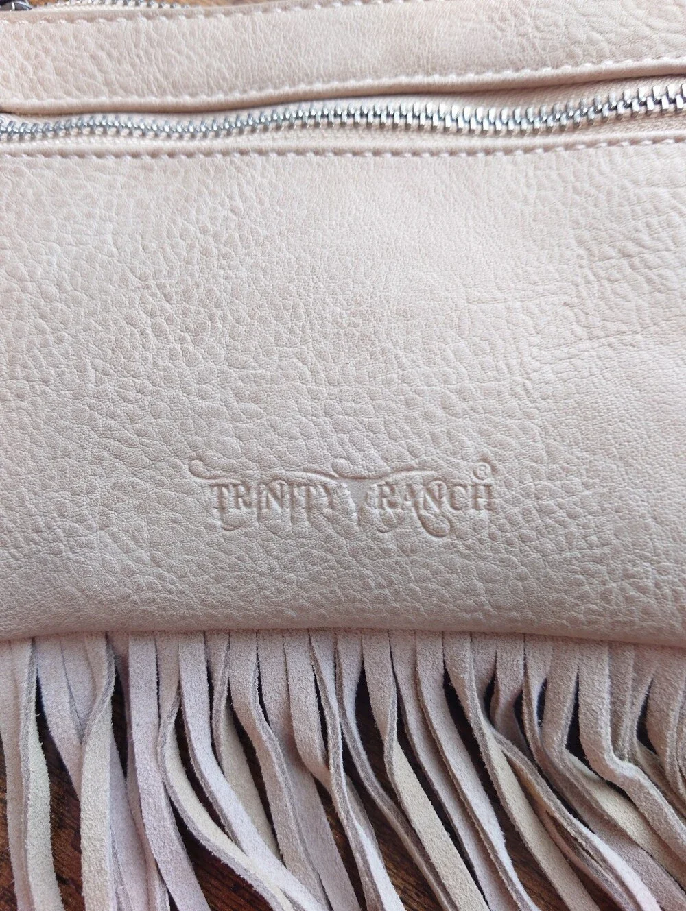 Trinity Ranch Western Hair-On Hide Fringe Ring Handle Clutch Bag